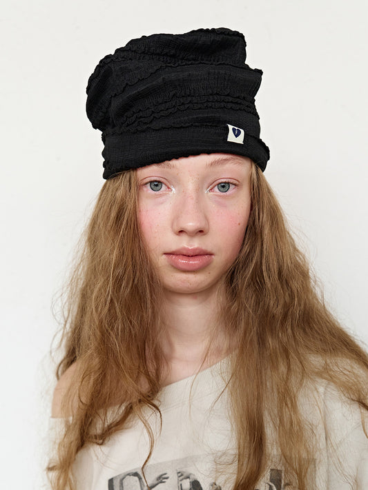 FUN FROM FUN Frill Beanie, Black