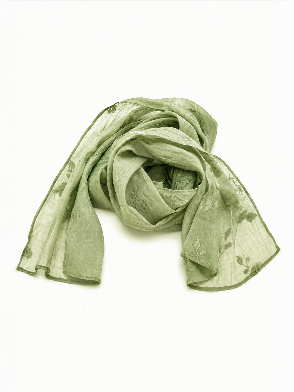FUN FROM FUN Floral Sheer Scarf, Willow Green
