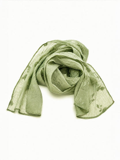 FUN FROM FUN Floral Sheer Scarf, Willow Green
