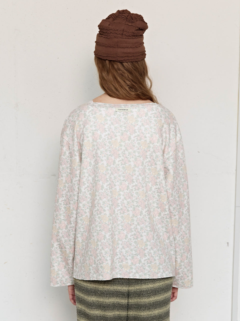 FUN FROM FUN Rustic Waffle Henley Top, Cream