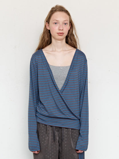 FUN FROM FUN Wrap Stripe Tee, Teal green