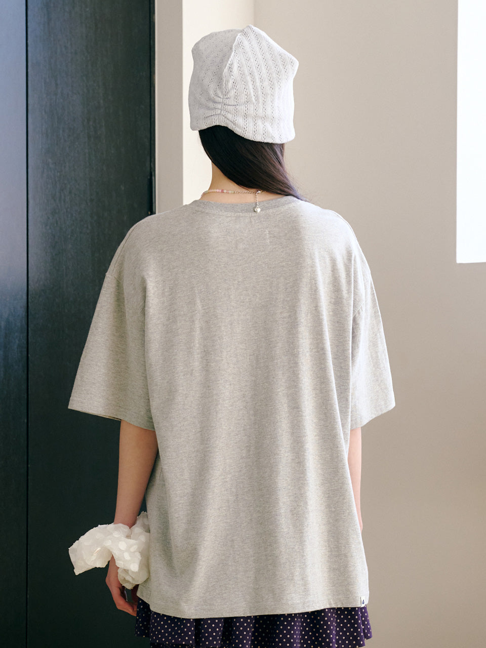 FUN FROM FUN Nero Cat Half Tee, Melange Grey