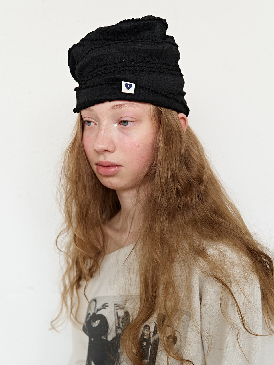 FUN FROM FUN Frill Beanie, Black