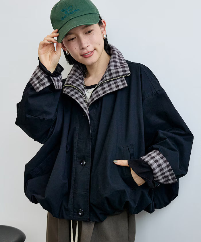 (Sale 至9/22 22:00）FREAK'S STORE 撞色雙領短版拉鍊夾克