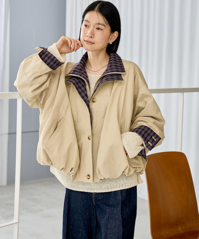 (Sale 至9/22 22:00）FREAK'S STORE 撞色雙領短版拉鍊夾克