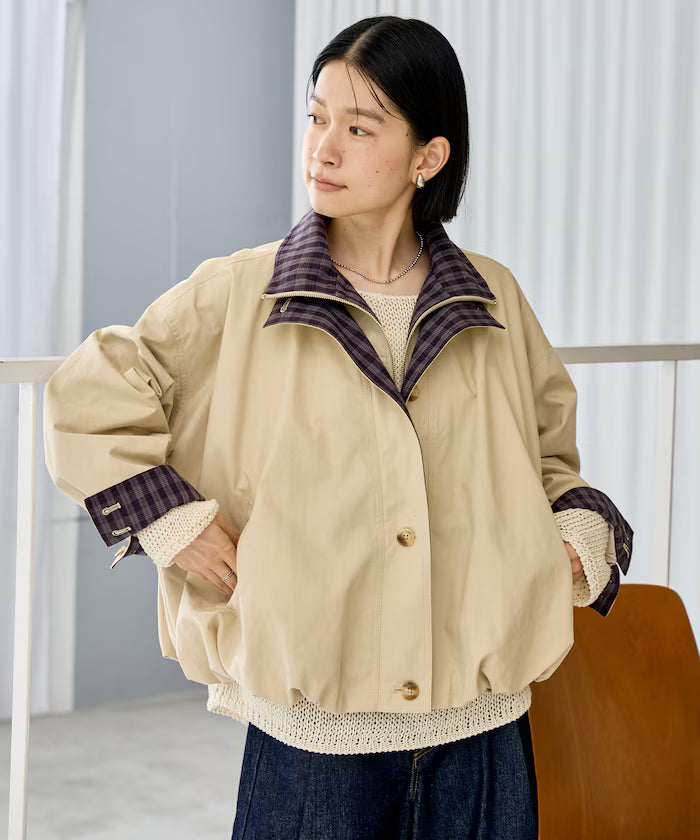 (Sale 至9/22 22:00）FREAK'S STORE 撞色雙領短版拉鍊夾克