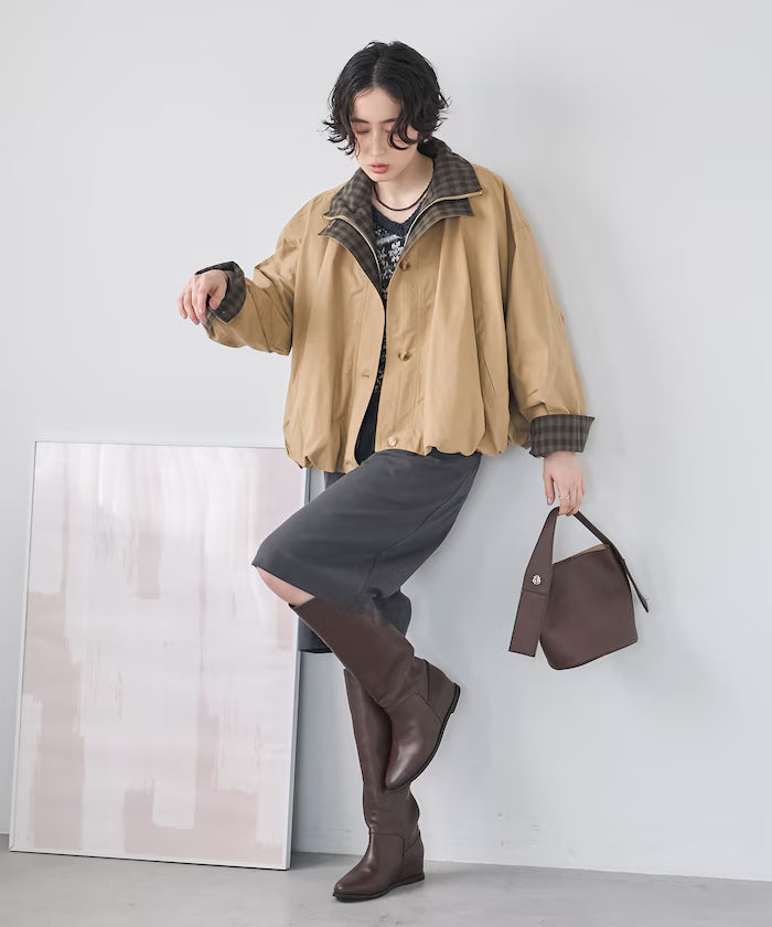 (Sale 至9/22 22:00）FREAK'S STORE 撞色雙領短版拉鍊夾克