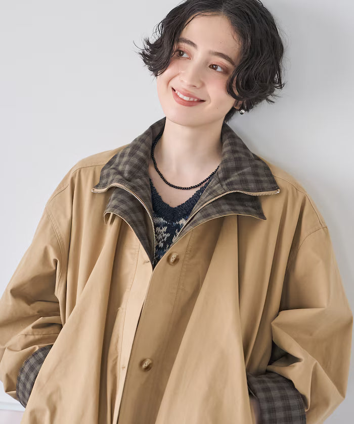 (Sale 至9/22 22:00）FREAK'S STORE 撞色雙領短版拉鍊夾克